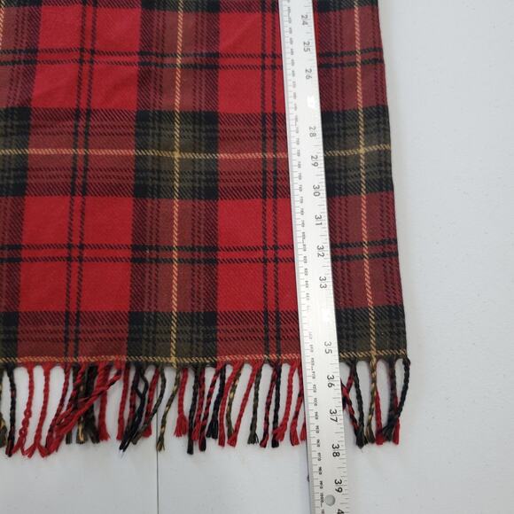 Double D Ranch Skirt Womens 8 Red Plaid Wool Blend Fringe Blanket Western - Picture 4 of 8